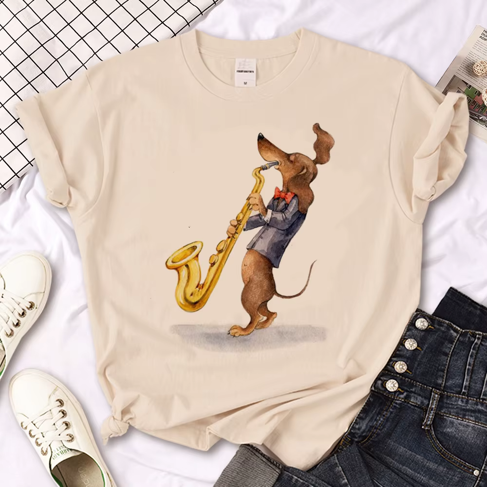 T-shirt Dachshund pour femmes, streetwear, humoristique, de styliste