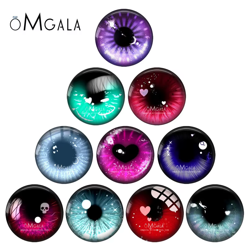 5 paires d'yeux en verre pour bricolage
