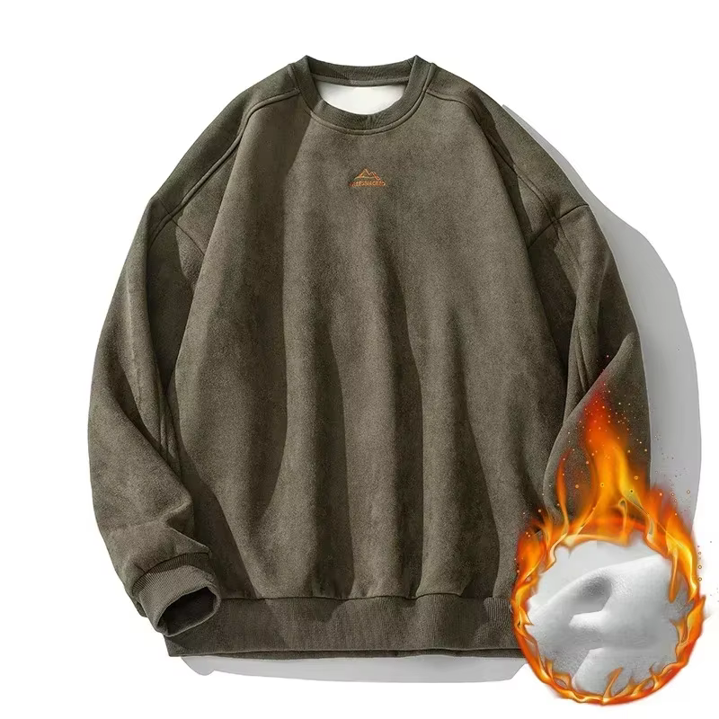 TFETTERS Sweat-shirt en cuir de chamois pour homme