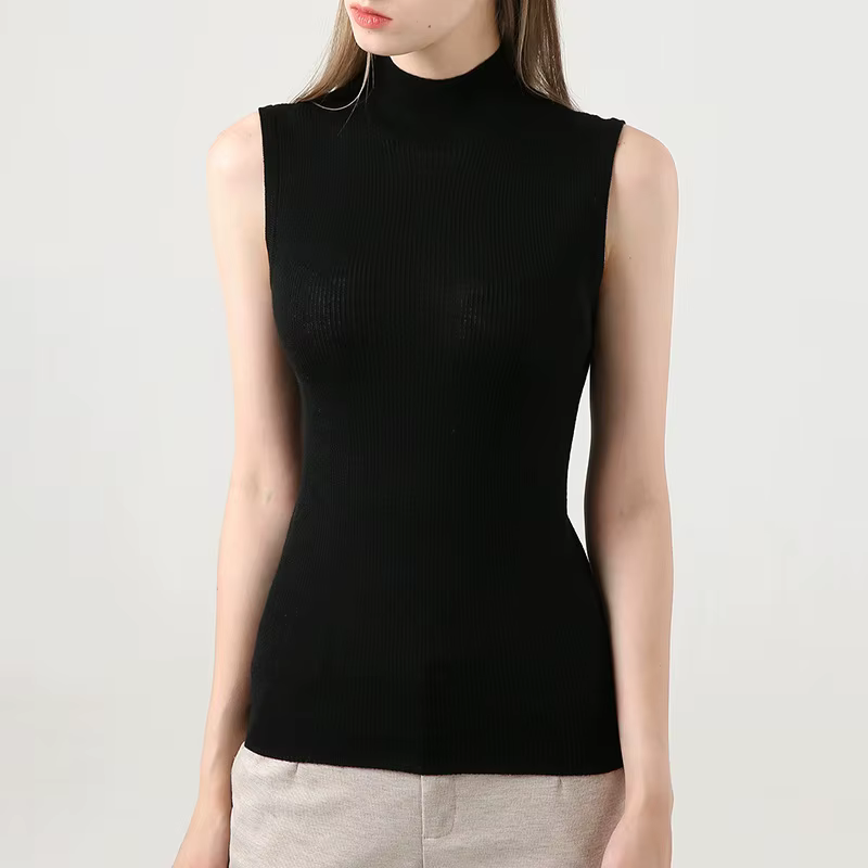 Gilet tricoté noir sans manches