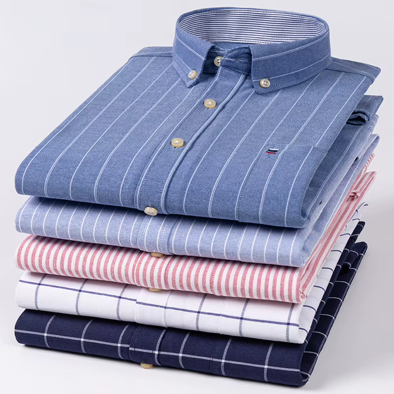 100% coton Oxford hommes chemises à carreaux homme d'affaires décontracté haute qualité à manches longues poche chemise
