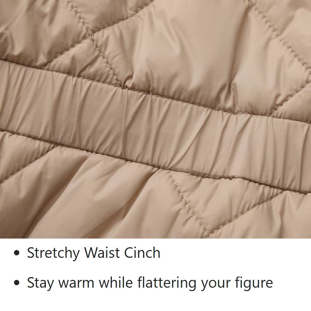 Gilet de golf en duvet de coton pour femme - Veste chaude à col montant pour l'automne