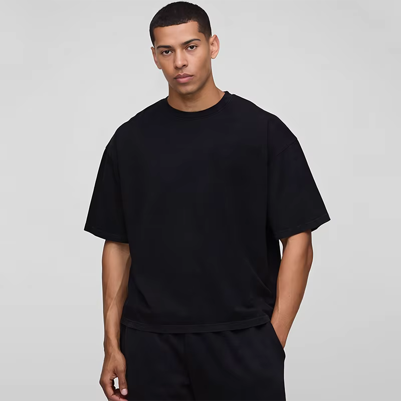 Basique surdimensionné Boxy col rond T-shirt hommes poids lourd 240GSM 100% coton demi manches T-Shirts été vêtements de sport amples