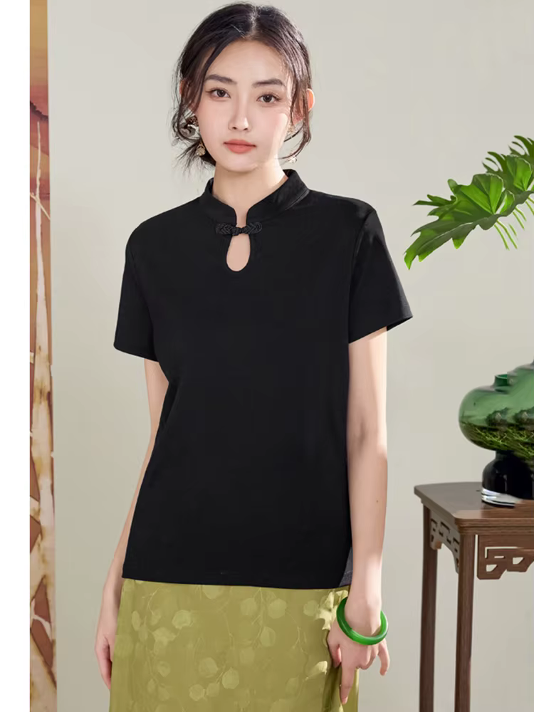 Nouveau T-shirt de style chinois pour femmes Été