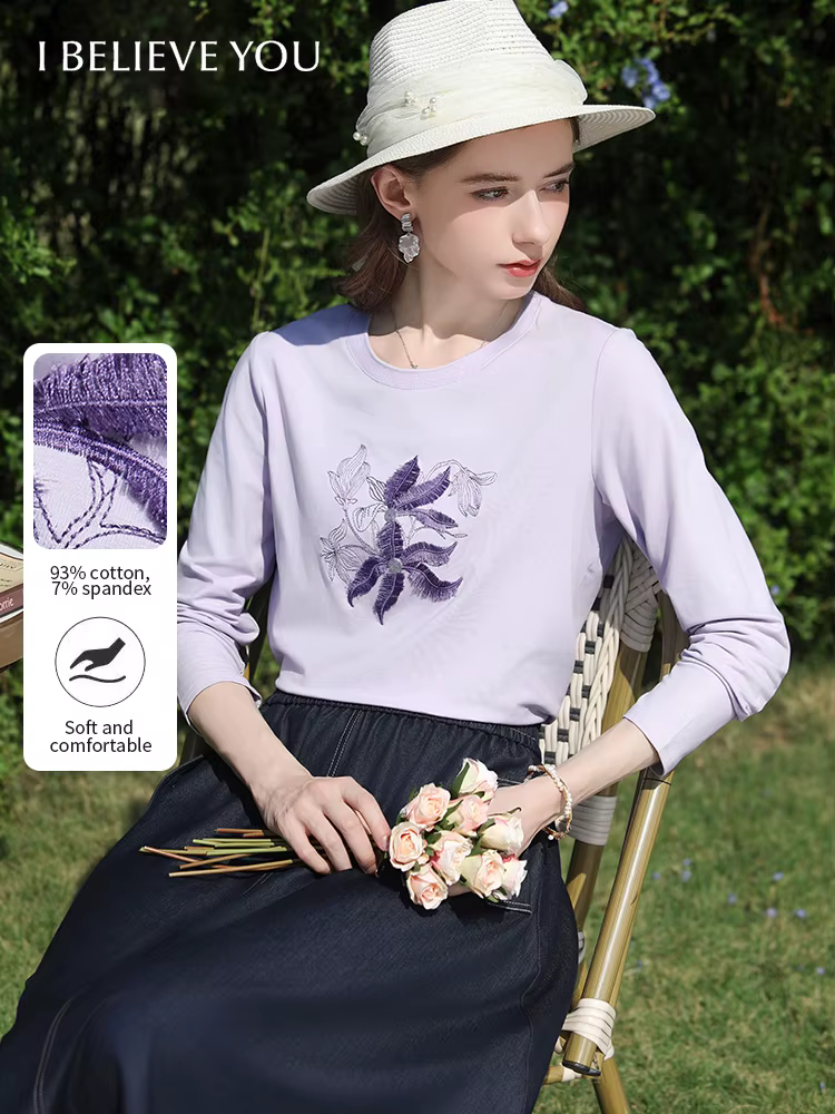 I BELIEVE YOU T-shirt à manches longues lilas pour femme