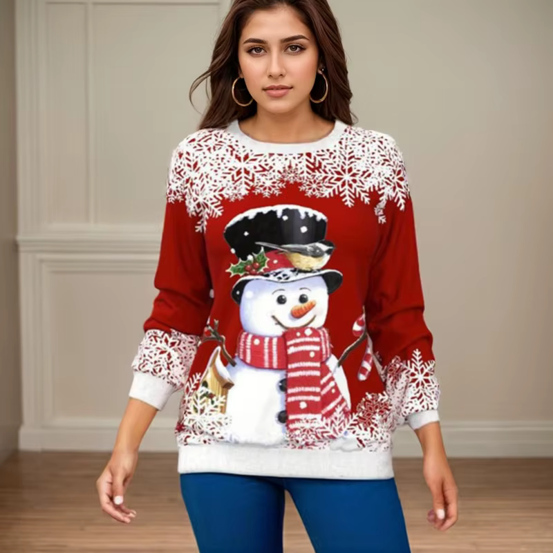 T-shirt à manches longues et col rond pour femme