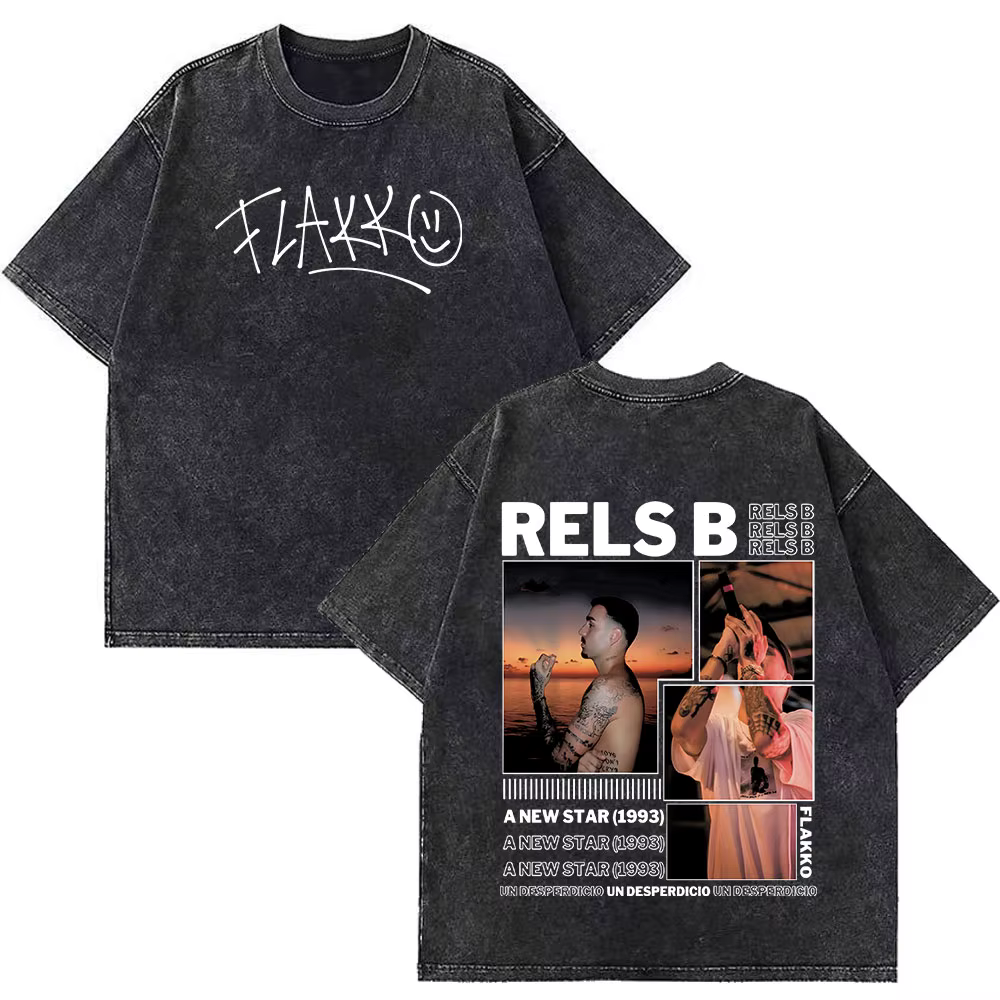 Rappeur RELS B Skinny Flakk A New Star Album Merch T-shirt hommes femmes mode Hip Hop T-shirts coton surdimensionné lavé