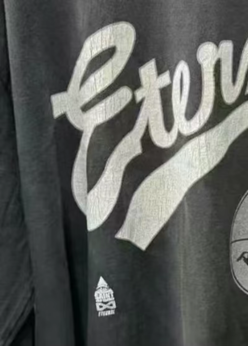 Nouveau Streetwear SAINT à manches longues t-shirt hommes femme lavé faire vieux endommagé mode col rond haut
