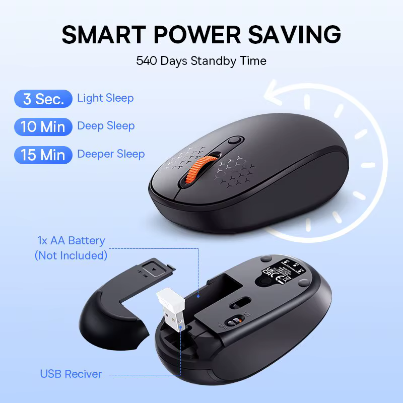 Bas192.- Souris sans fil F01B, Bluetooth 5.0, 1600 ug I, clic silencieux pour MacPle, tablette, ordinateur portable, PC, accessoires de jeu, 2.4G