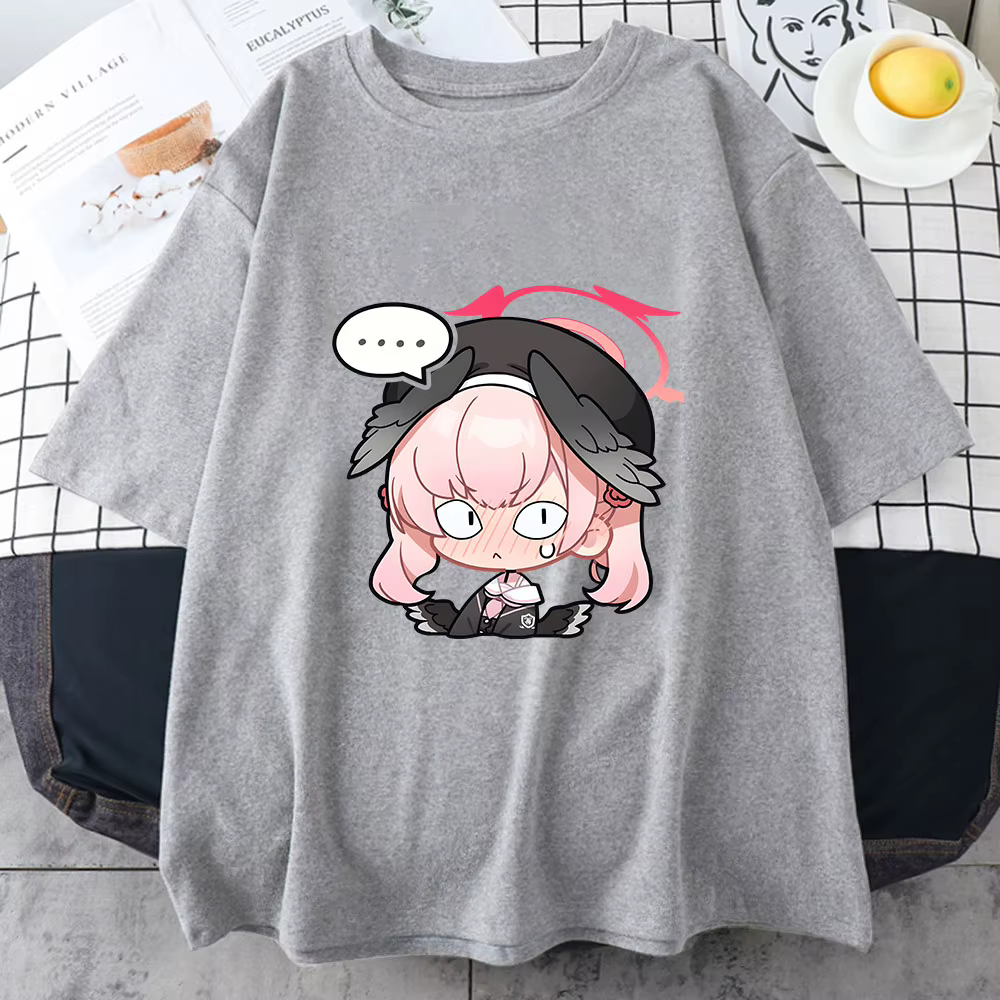 Bleu archives Koharu chemises 100% coton t-shirts occasionnels Kawaii personnage Anime T-shirt Manga graphique