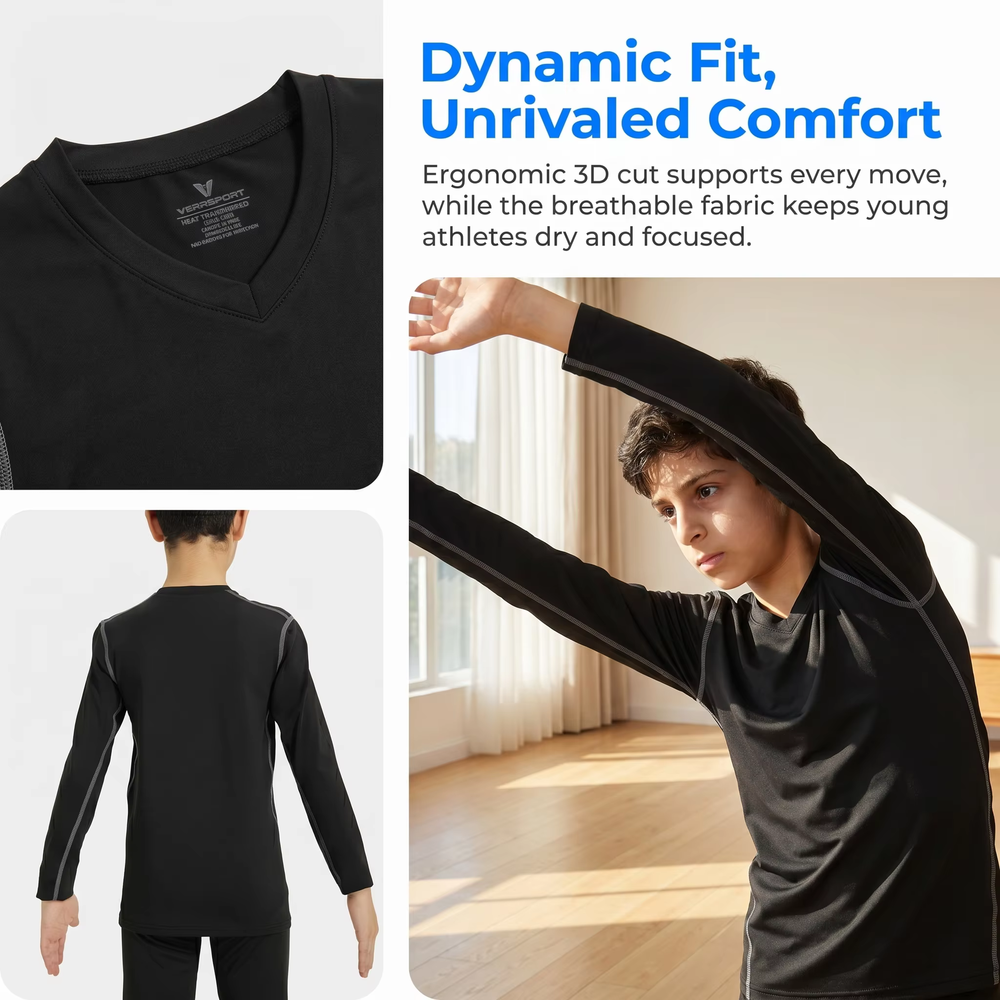 T-shirt de compression à manches longues pour garçons et filles