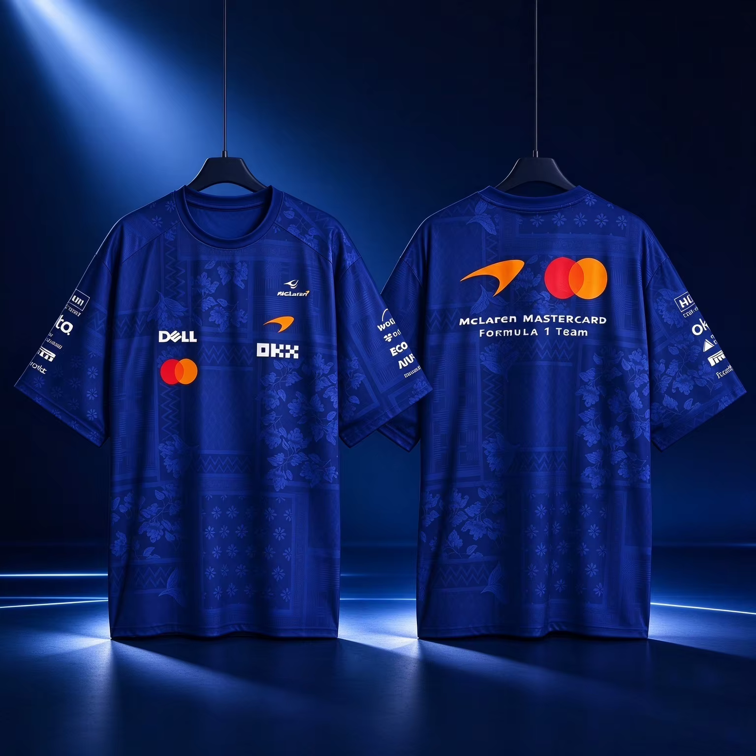 T-shirt pour hommes de la Formule 1, uniforme d'équipe de course, T-shirt à manches courtes bleu intégral, imprimé jacquard traditionnel, pour les fans de course F1
