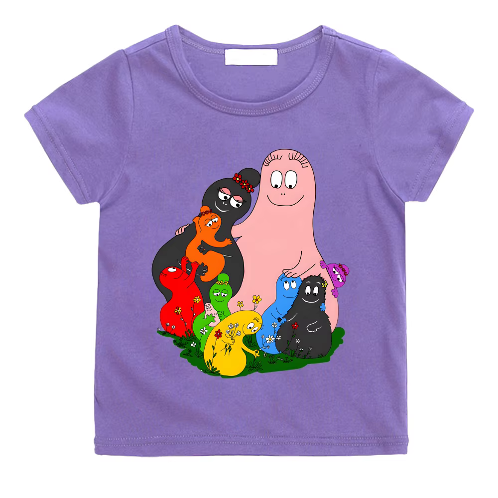 Barbapapa T-shirt 100% coton Camisetas décontracté doux Kawaii mignon garçons/filles dessin animé