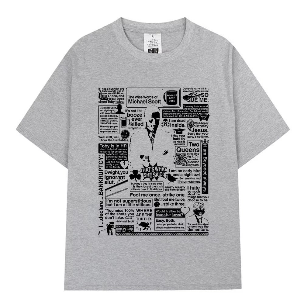 Les mots sages de Michael Scott hommage le bureau T-shirt série TV Dwight Schrute Jim Halpert T-Shirts surdimensionnés à manches courtes