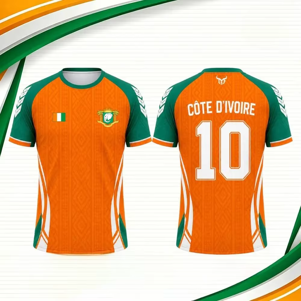 Nouveau t-shirt en jersey imprimé drapeau de la Côte d'Ivoire