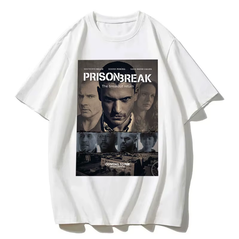 Hommes Vintage t-shirts série Tv Prison Break vêtements esthétiques Michael Scofield Y2k chemise Streetwear imprimé T-shirt haut coton
