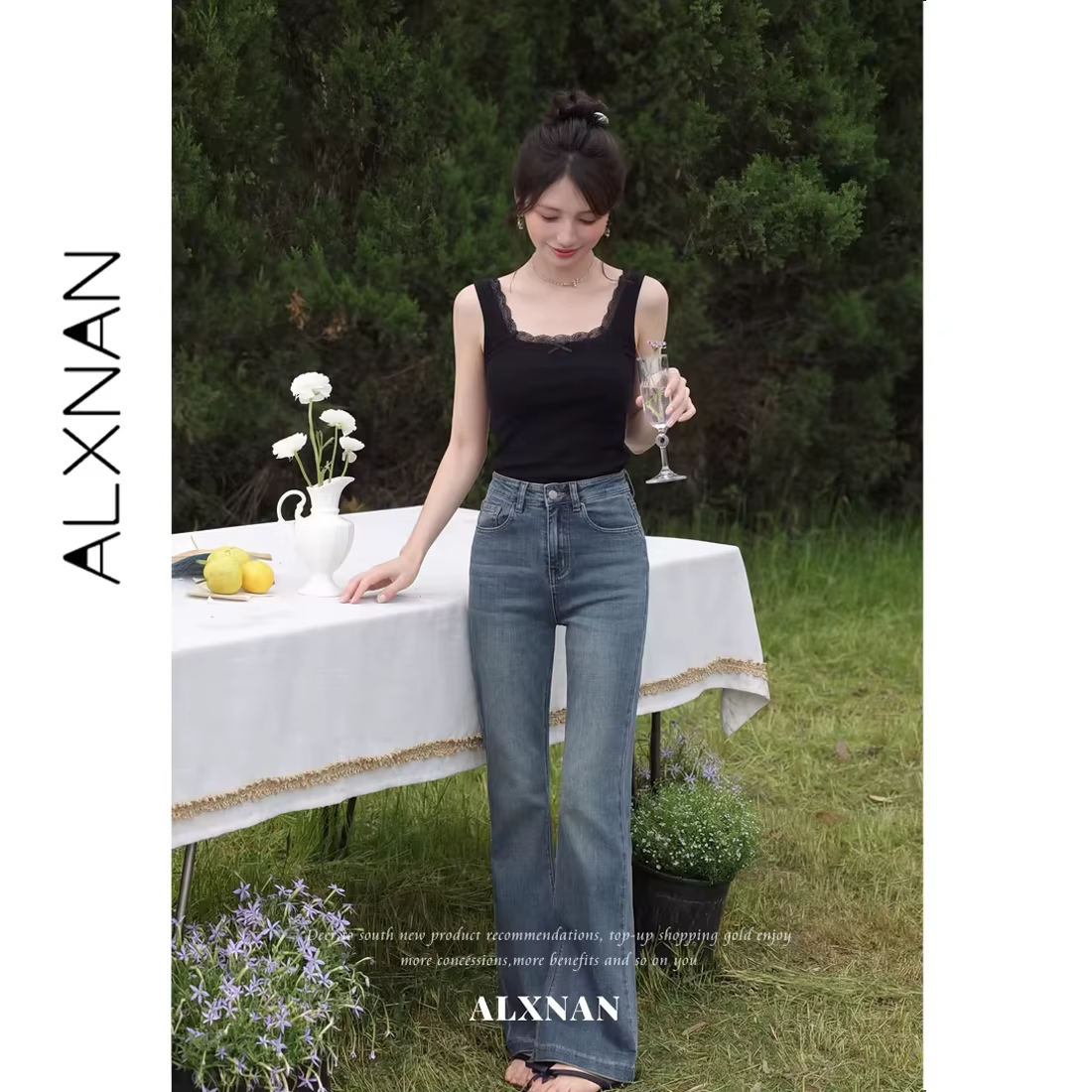 ALXNAN – débardeur en dentelle noire pour femmes
