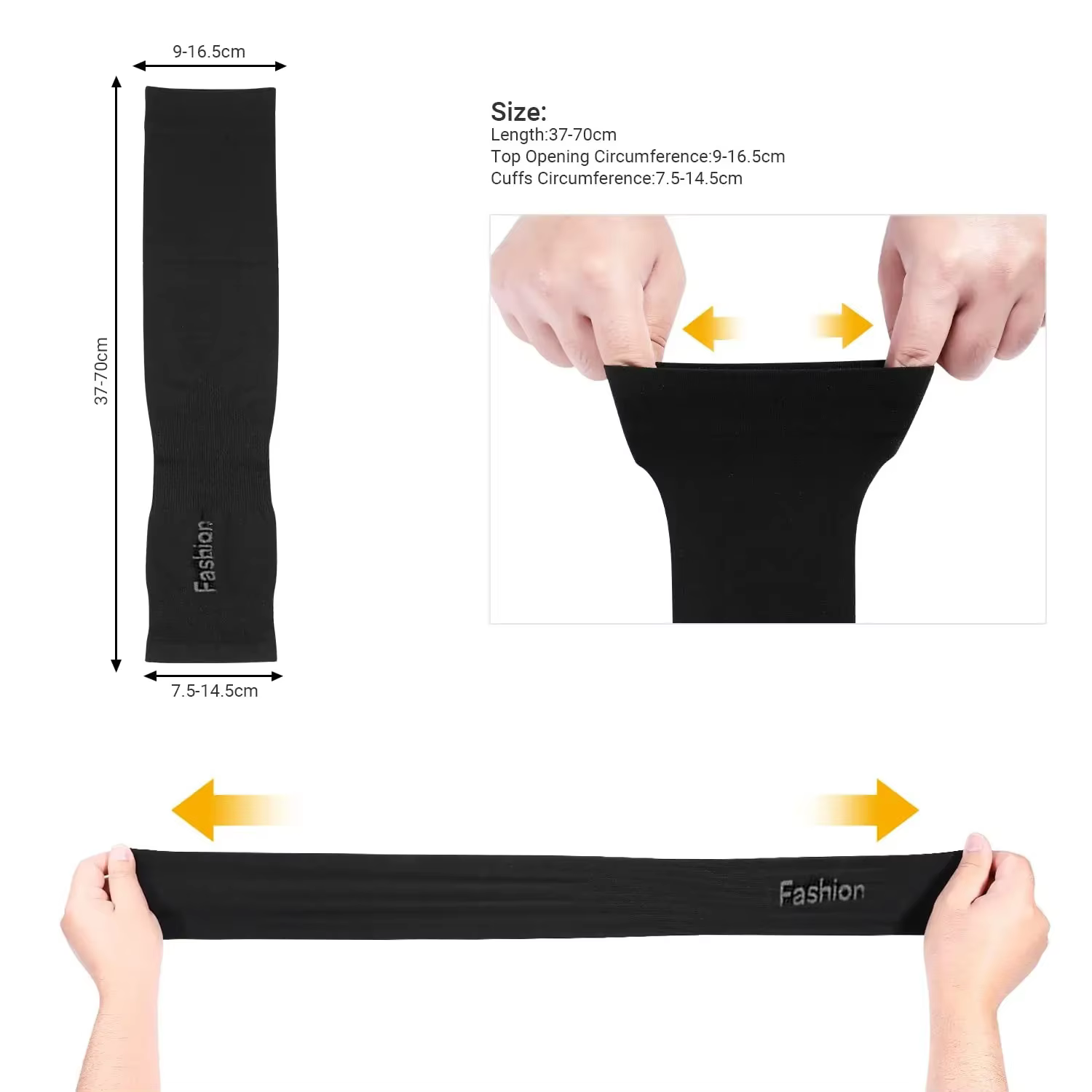 Manchons de bras noirs pour hommes et femmes