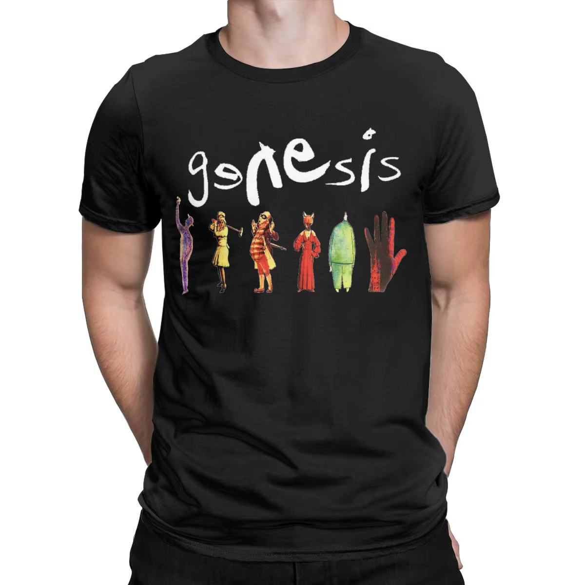 Genesis-T-shirt à manches courtes en pur coton pour homme, col rond, fête