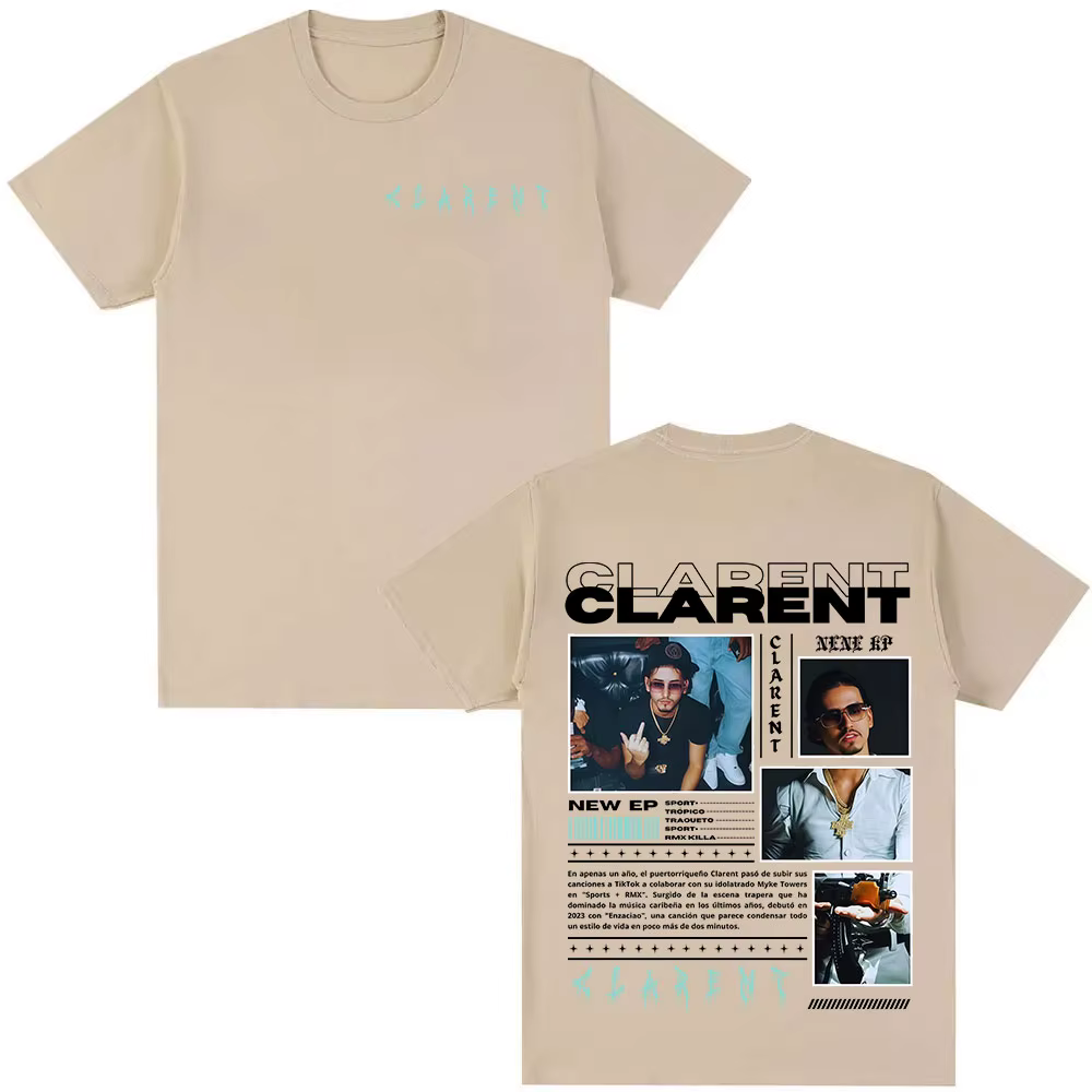 Rappeur CLARENT Album 2025 Merch T-shirt vêtements pour hommes Hip Hop manches courtes t-shirts homme mode haute