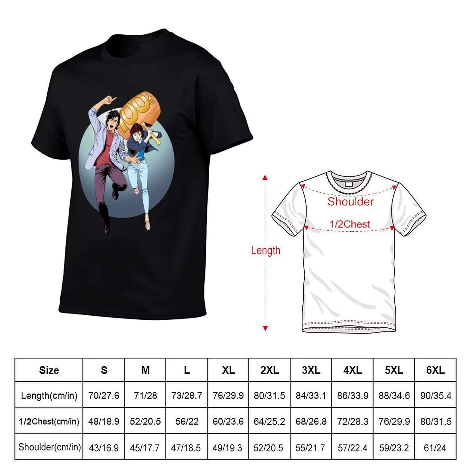 City Hunter alias Nicky Larson100 tonnes T-Shirt graphique t-shirts pour homme