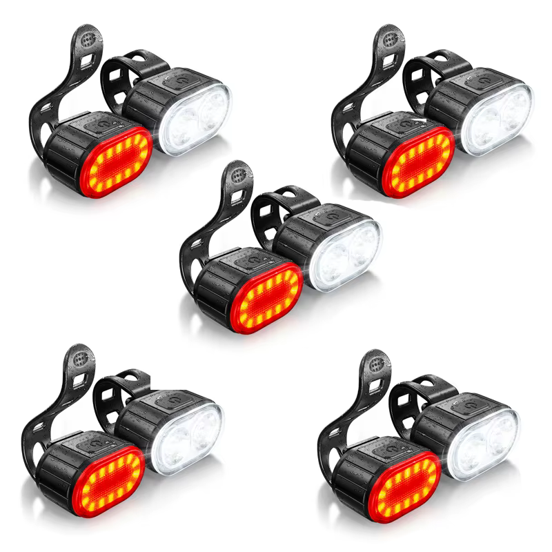 Éclairage de vélo rechargeable, feux avant/arrière, lampe de vélo, lumière LED pour vélo, lampe de poche pour vélo, feu arrière pour vélo, lanterne