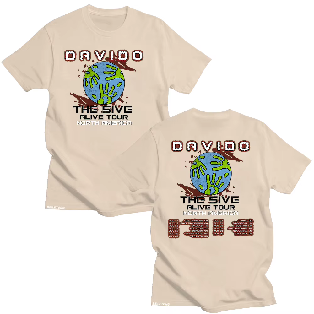 Davido The 5ive Alive Tour 2025 t-shirts