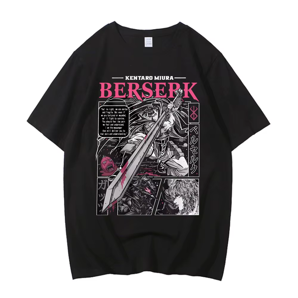 Berserk T-shirt bande Guts Berserker armure horreur Anime coton haute qualité à manches courtes