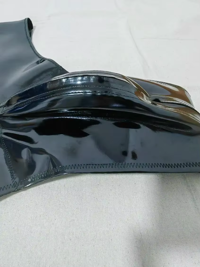 Débardeur moulant en cuir PU double face brillant pour homme avec fermeture éclair et poche convexe