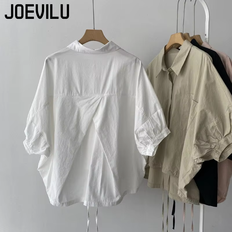 JOEVILU dames manches chauve-souris chemise d'été ample