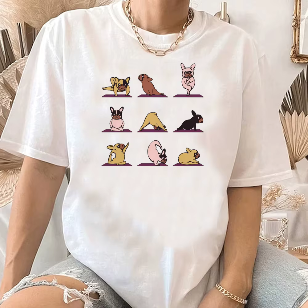 Bouledogue français t-shirt femme Y2k Grunge femmes Vintage psychédélique