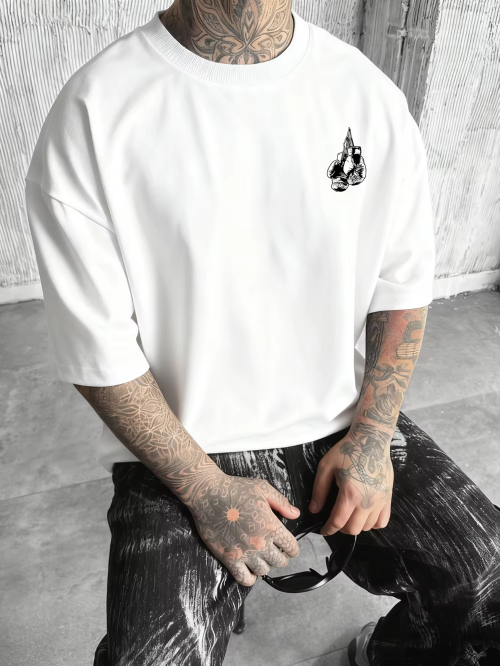 T-shirt imprimé boxe pour hommes