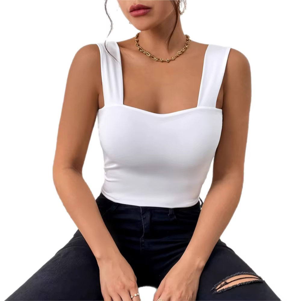 Haut à bretelles larges en soie de lait pour femme