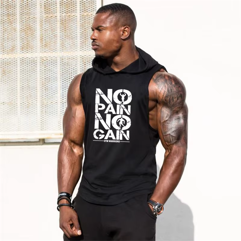 Hommes musculation sans manches chemises à capuche été respirant lâche coton Hip Hop débardeurs gymnastique