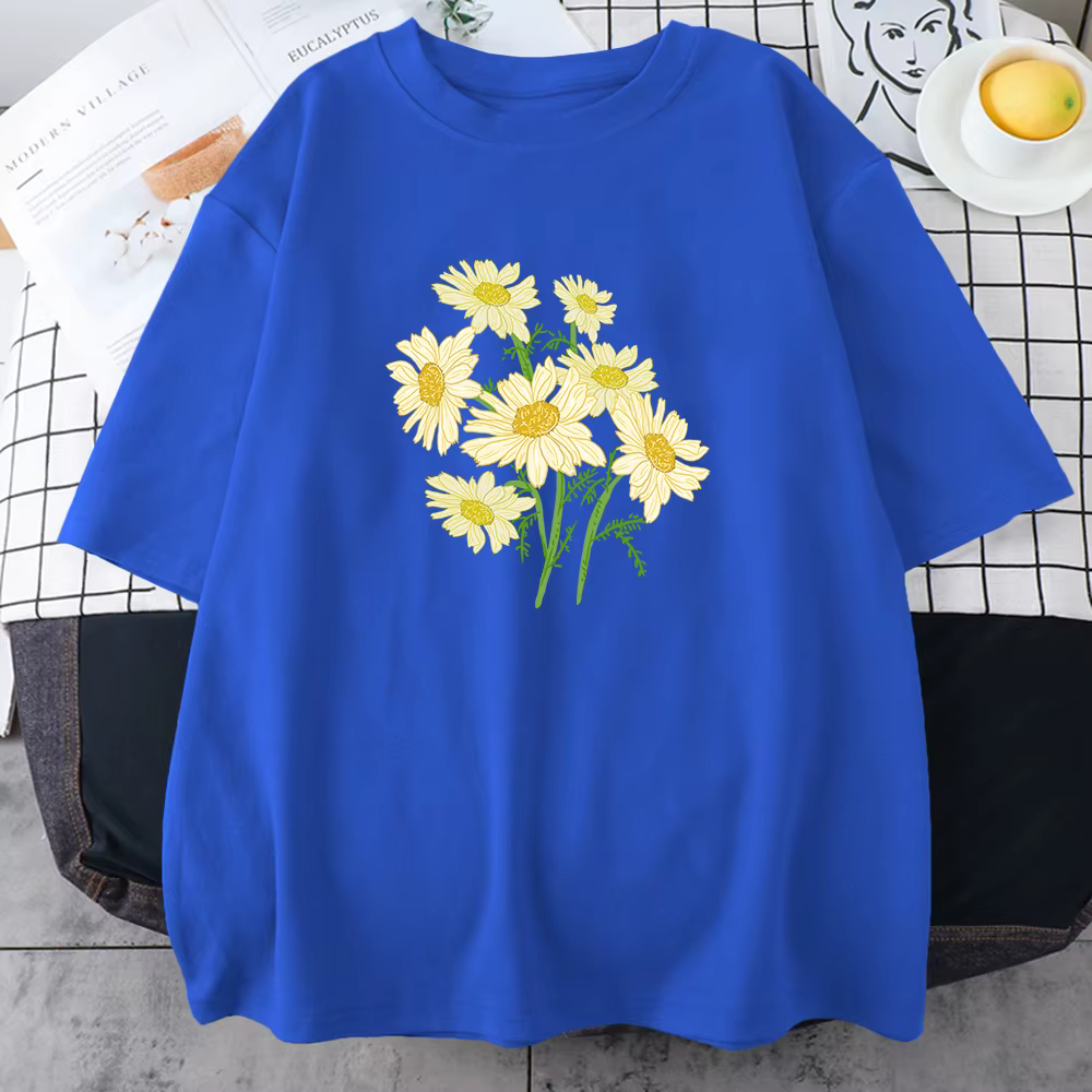 Frais Harajuku jaune chrysanthème fleur homme t-shirts graphique s-xxxl t-shirt de haute qualité