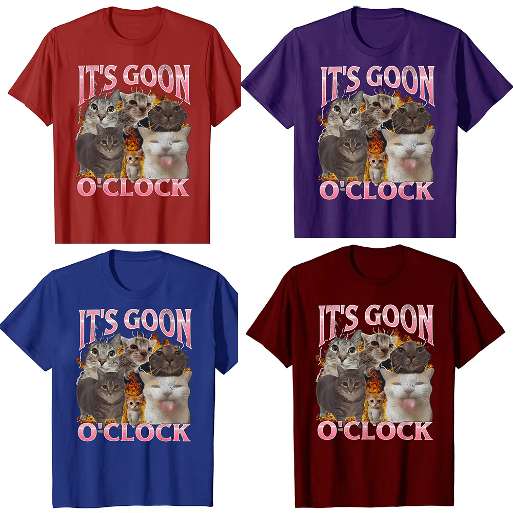 Drôle IT's GOON O'CLOCK chat graphique T-shirt hommes femmes décontracté Hip Hop Streetwear