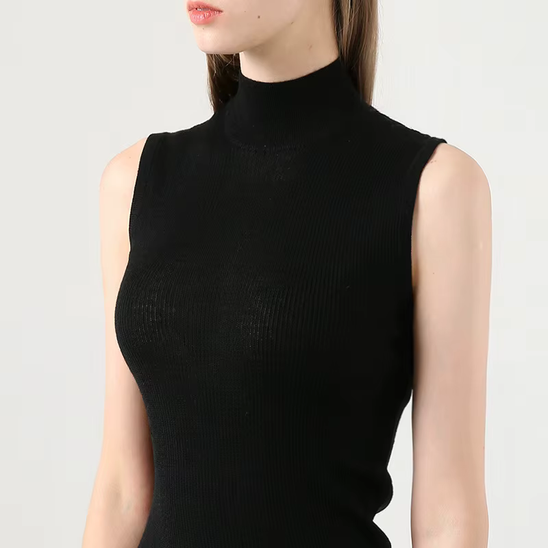 Gilet tricoté noir sans manches