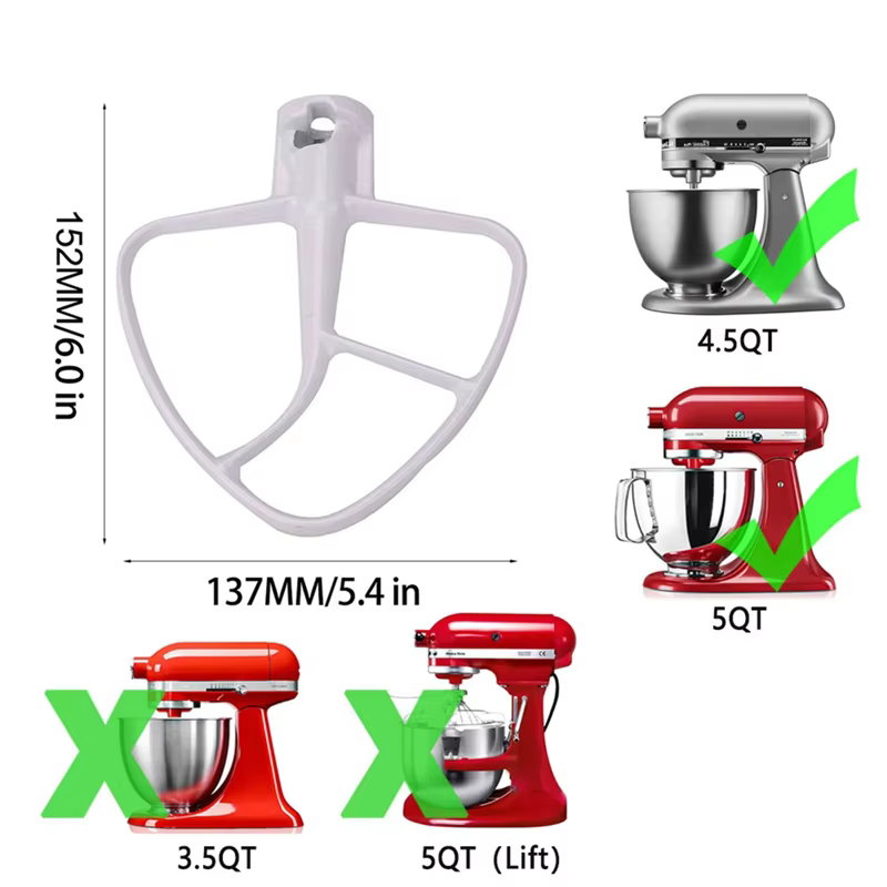 N-MEOF pour les accessoires d'aide à la cuisine 4.5-5 Qt mélangeurs sur socle à tête inclinable pour fixation de palette Kitchenaid pour K45B/K5THCB/K5THBS