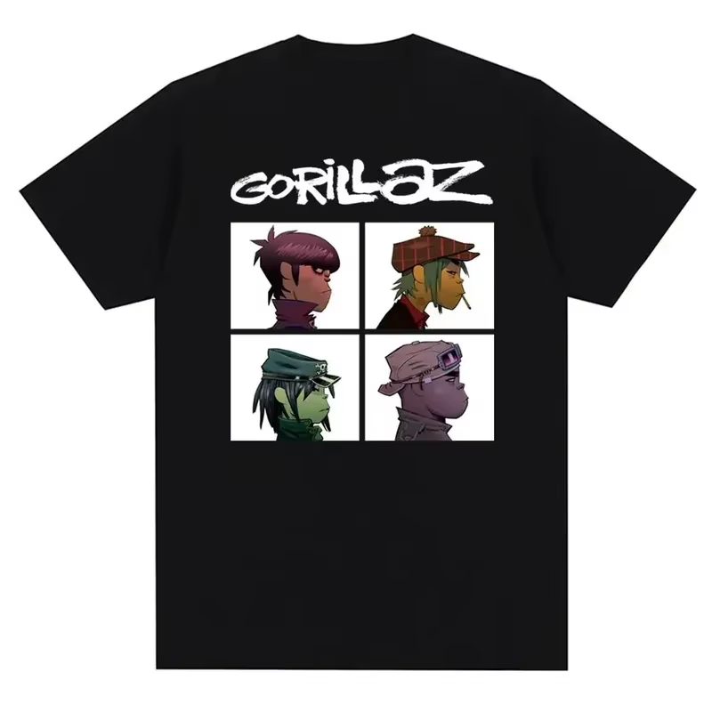 T-shirt Gorillaz Punk Rock 2025 – Imprimé groupe musical années 90 – Mode décontractée – Manches courtes – Unisexe – Grande taille