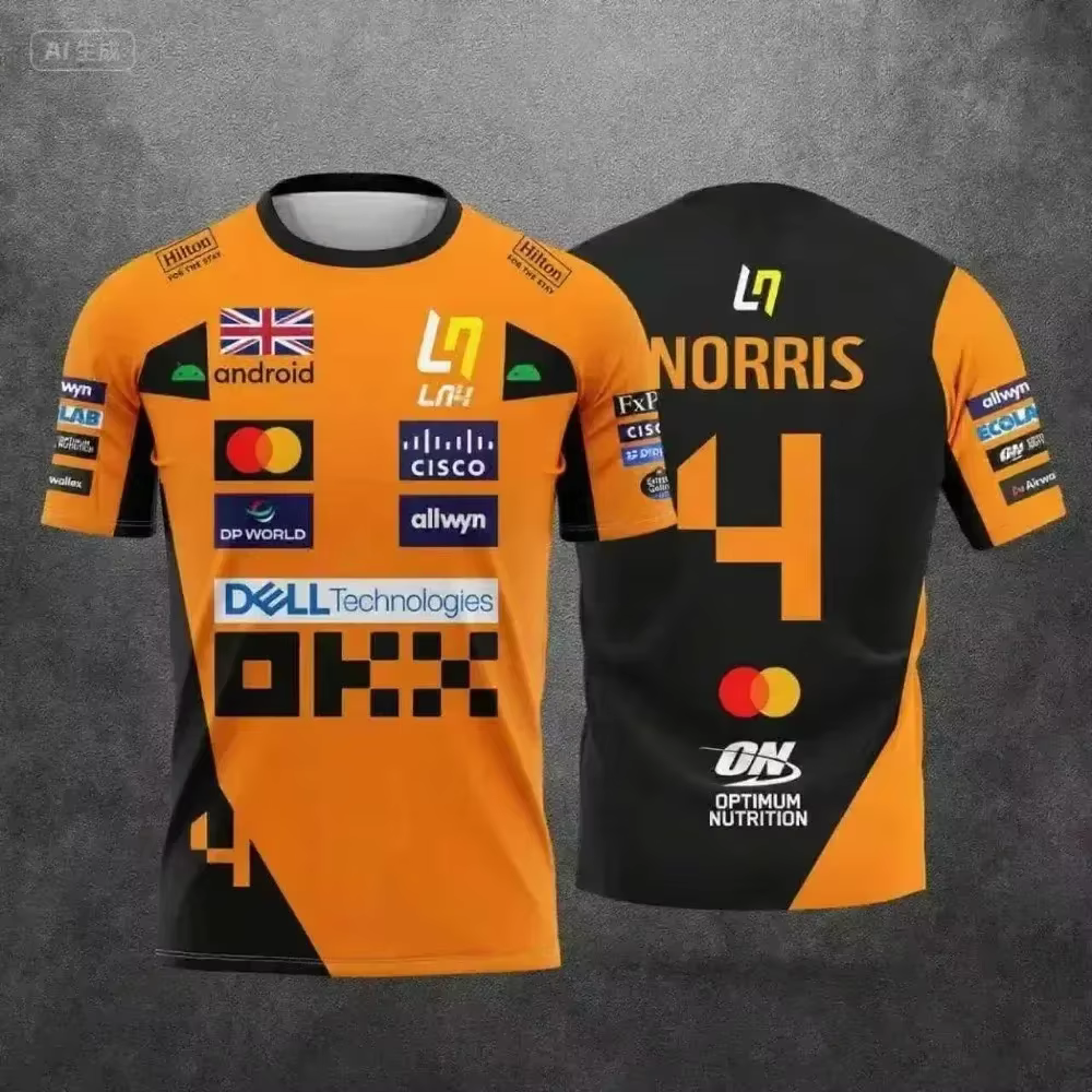 T-shirts de sport à séchage rapide McLaren Team Lando Norris n°4 et n°81