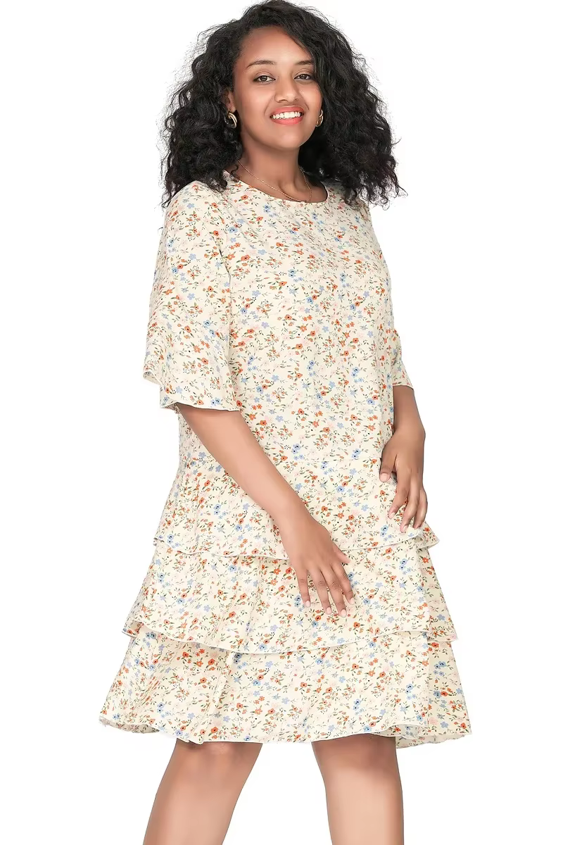 Robe trapèze à volants à plusieurs niveaux pour femmes