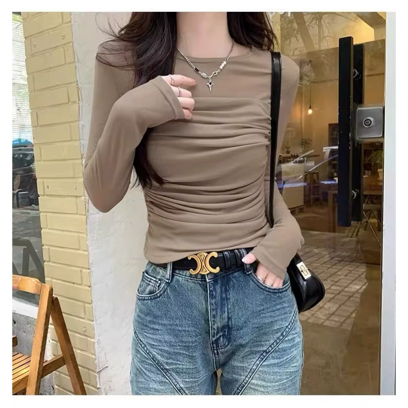 T-shirt à manches longues en maille épissé