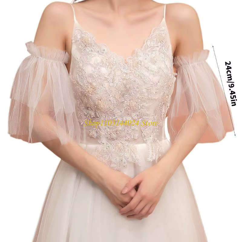 N5ke Summer Women Lace Sleeve Wedding Party mariée