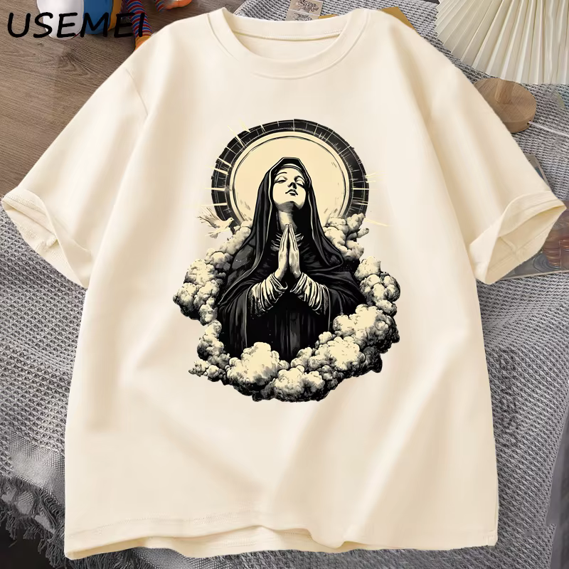 T-shirt chrétien vierge marie graphique