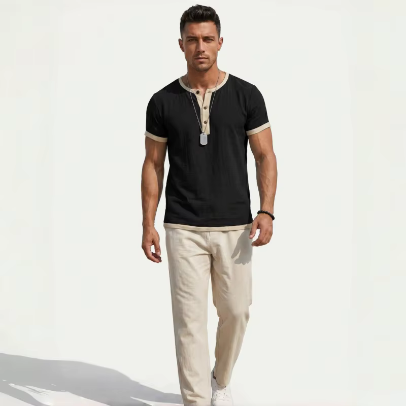 Chemise Henley d'été pour hommes
