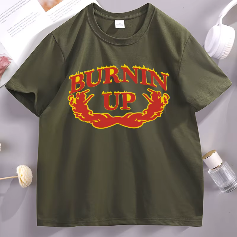 Burnin Up T-shirt graphique hommes vêtements casual à manches courtes haute qualité respirant