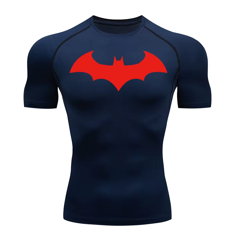 T-shirts de compression à motif chauve-souris pour hommes