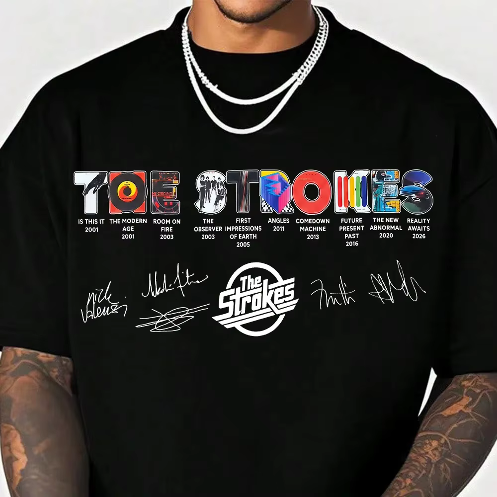 T-shirt vintage The Strokes Album Eras Typography Signed Merch 2026