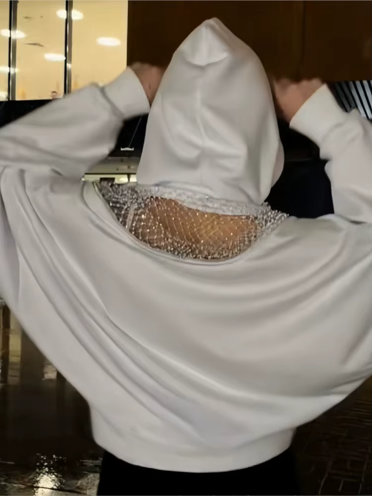 Sweat à capuche ajouré dos nu pour femmes