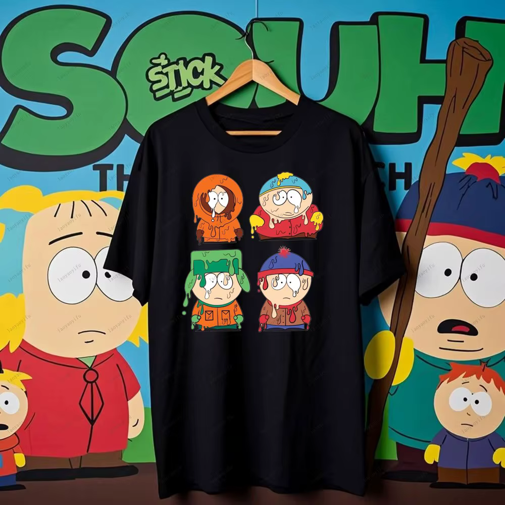 Amusant parc du sud dessin animé t-shirt unisexe femmes hommes